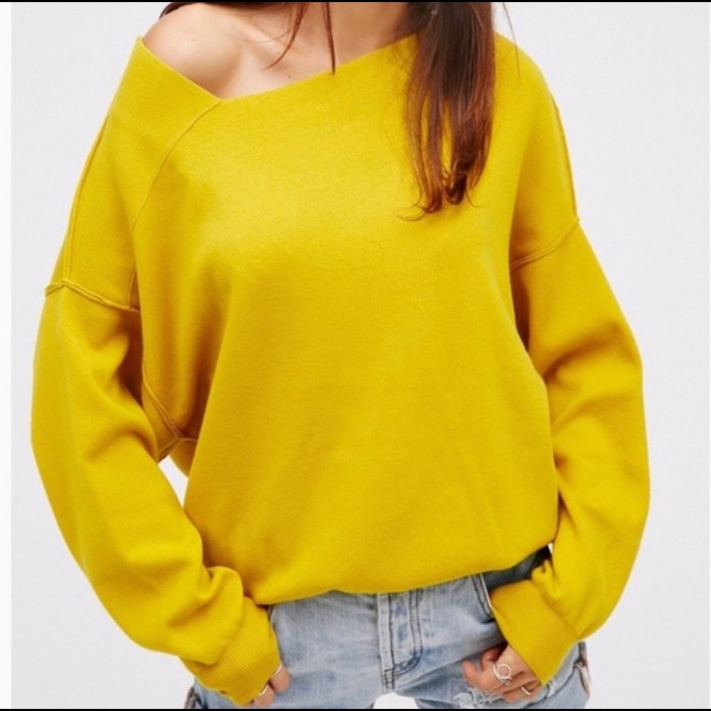 Free People asymmetrical mustard color sweater Size XS